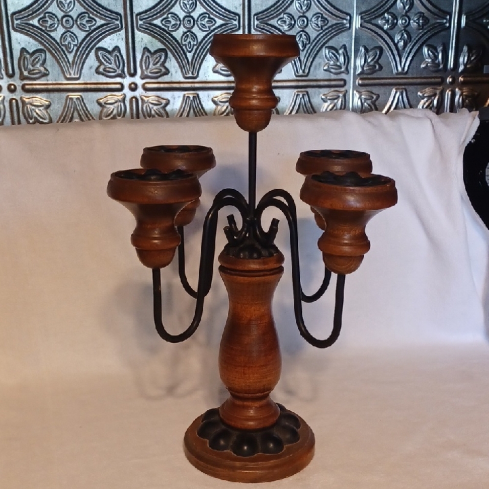 Home Interiors Brown and Black Candle Holder Accents